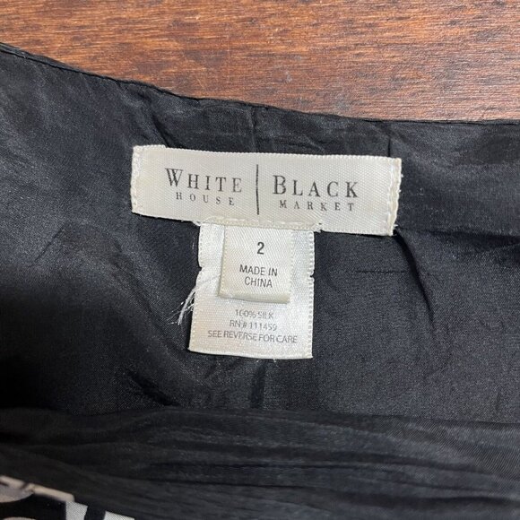 White House Black Market Silk Floral A-Line Skirt‎ Size 2 Pleated Embroidered - Picture 10 of 12
